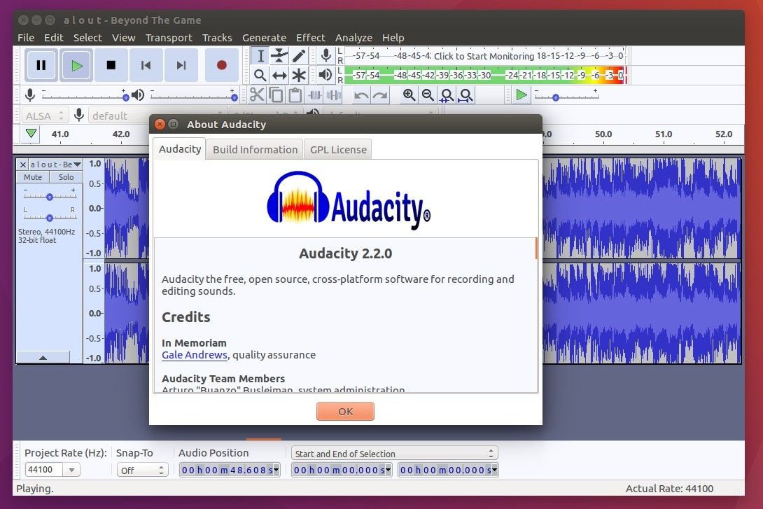 audacity 2.2.0